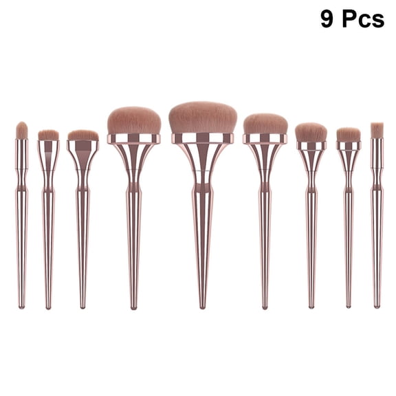 Milisten 9Pcs Rose Plated Gold Makeup Brush Set No Shedding Professional Brush for Charming Makeup Look