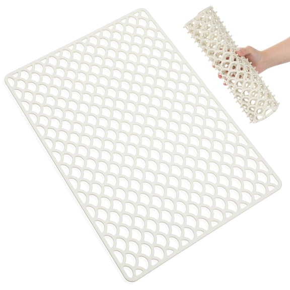 Alasum Beige Heat-Resistant Silicone Kitchen Mat Non-Slip Drain Hole Design