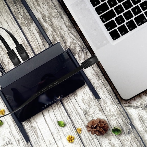 Alasum Black Flat Cat 6 Network Cable with Rj45 Connector for Computer Router and Modem Use