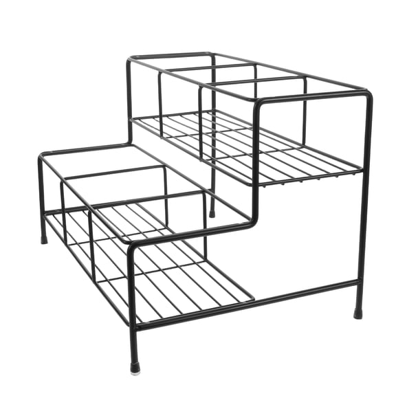 Alasum Black Metal Bottle Display Shelf for Syrup and Sauce Bottles with Space Saving Design