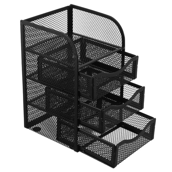 Alasum Black Multi-Grid Metal Desktop Box Drawer Style Office Storage Container for Pens Documents Jewelry