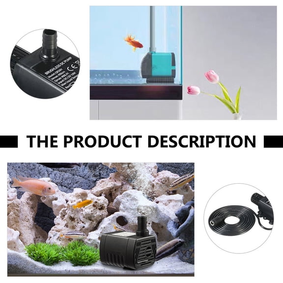 Alasum Black Submersible Water Pump for Aquarium Fountain with High Lift and Wear Resistant Shell