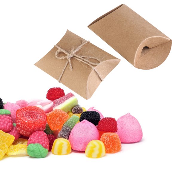 Alasum Brown Kraft Paper Boxes Rustic Wrapping Wedding Favor Boxes with Hemp Rope