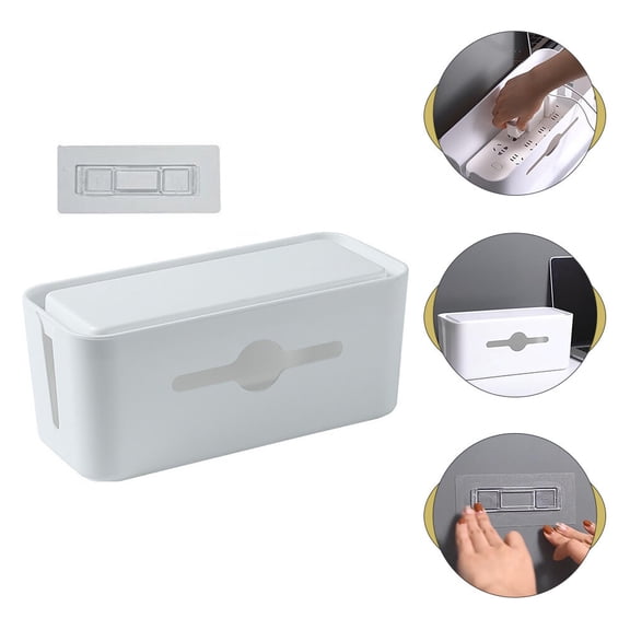 Alasum Cable Management Box ABS White for Protective Cord Management 1Pcs