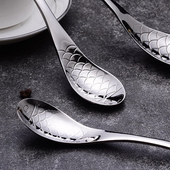 Alasum Fish-Shaped Stainless Steel Soup Spoon with Polished , Kitchen Ladle for Serving