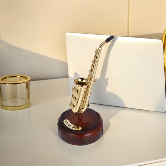 Alasum Creative Golden Plastic Music Box Adornment for Desktop and Office