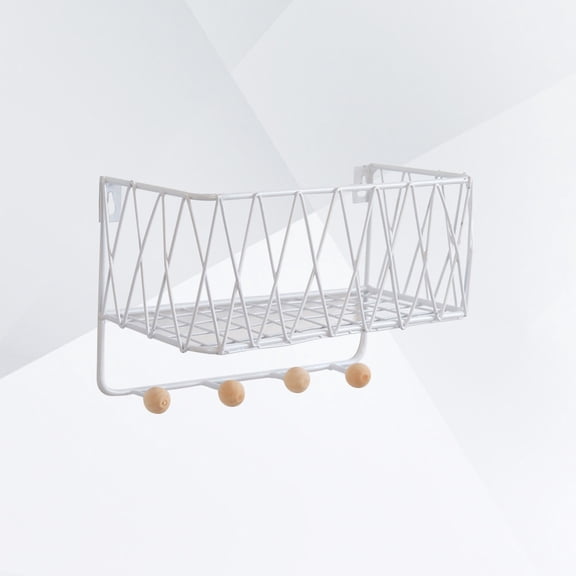 Alasum Decorative Shelf Brackets with Hanging Hooks White Metal Wall Storage Rack for Small Items