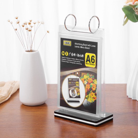 Alasum Desktop Menu Display Rack in Transparent PVC for Restaurants and Shops