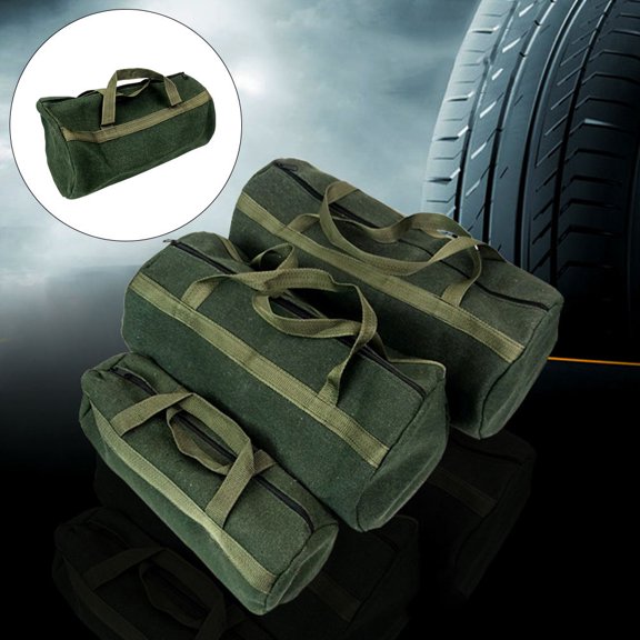 Alasum Durable Canvas Tool Pouch Zipper Bag Auto Repair Kit Green 1Set