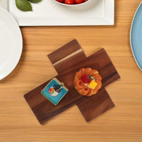 Alasum Elegant Brown Baptism Centerpiece Plate with Wooden Cross for Church Ceremonial Use