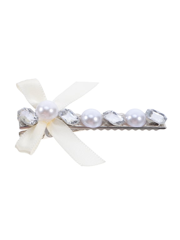 White Fabric Bow Hair Clip Durable Accessory for Women and Girls, Perfect for Formal Events and Everyday Casual Wear