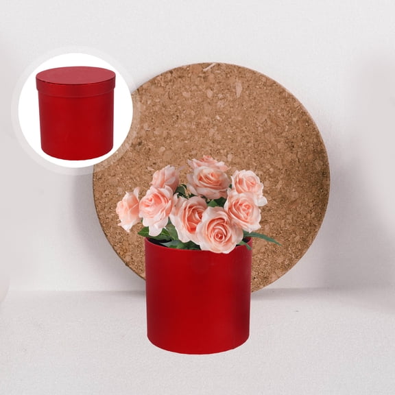 Alasum Elegant Red Round Flower Box with Lid for Flower Arrangement and Storage Indoor Outdoor Use
