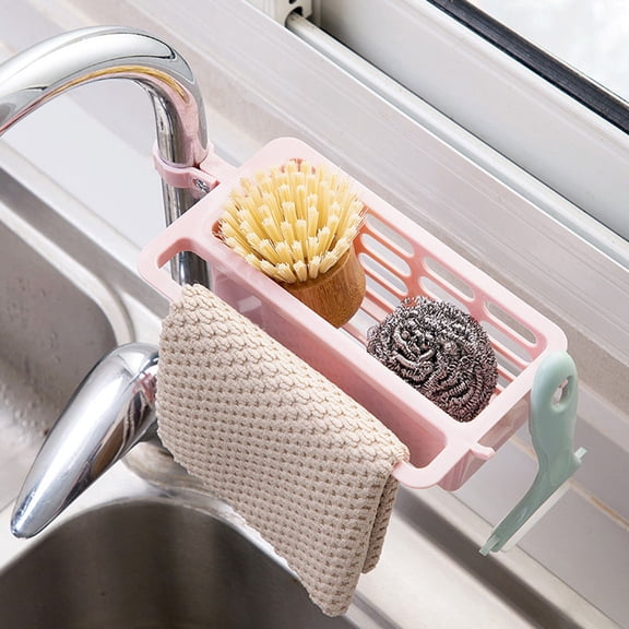 Alasum Flexible Rotation Pink Sink Storage Holder with Drainage and Multi Function Faucet Rack