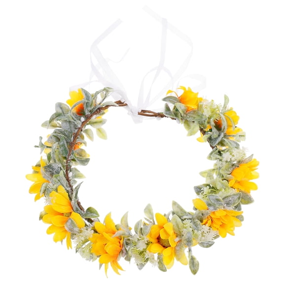 Alasum Floral Crown Sunflower Hairband for Wedding Theme Party with Vivid Simulation Flowers