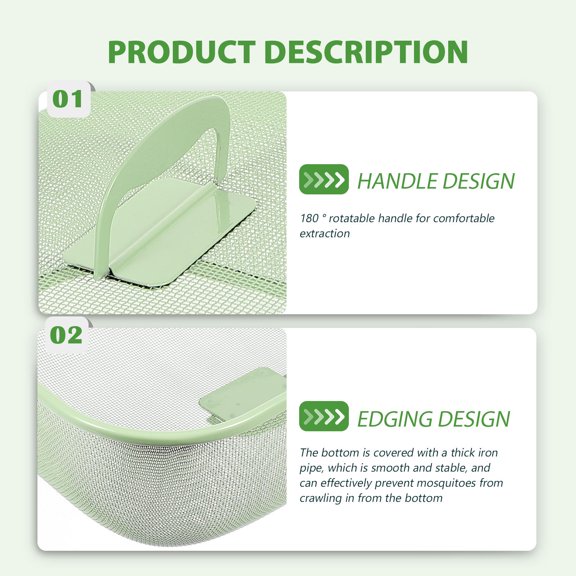 Alasum Food Mesh Cover Food Cover Net Mesh Iron Green 1Set for Dustproof Use