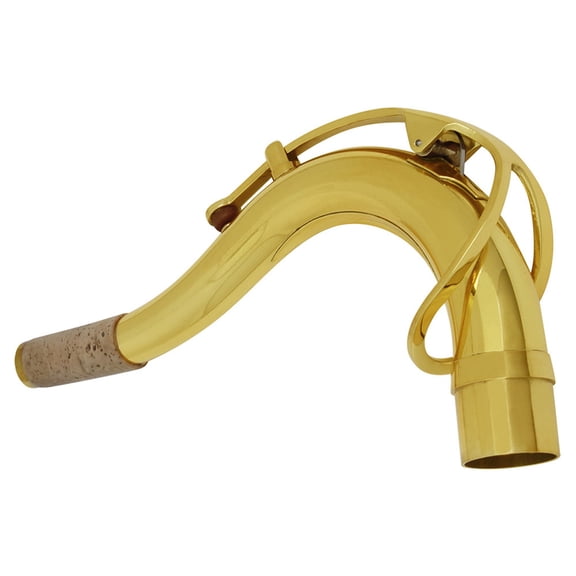 Alasum Golden Brass Soprano Saxophone Neck Replacement with Optimum Angle for Better Intonation