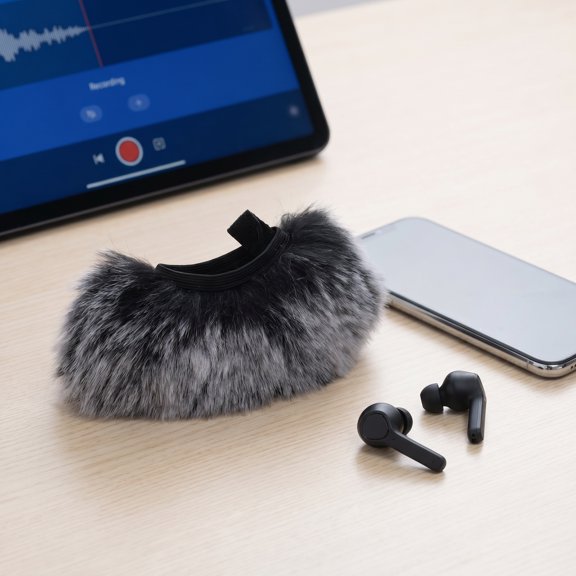 Alasum Grey Soft Microphone Windshield Cover for Phone Mic Noise Reduction Outdoor Use, Wind Muff for Clear Audio