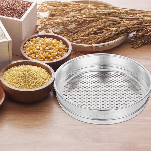 Alasum Home Kitchen Tool Stainless Steel Mesh Round Sieve for Grain Sorting and Sifting Plated Silver