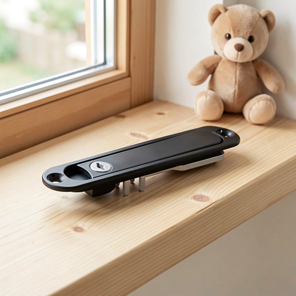 Alasum Concealed Security Handle Lock with Key, Black Zinc Alloy Flush Mount