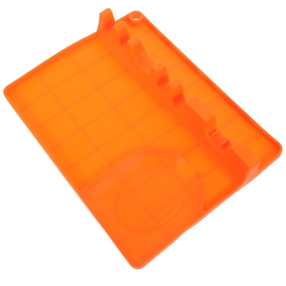 Alasum Kitchen Silicone Utensil Rest Orange with Drip Pad and Cutlery Support Mat