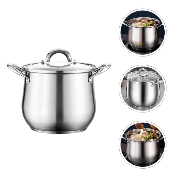 Alasum Large Stainless Steel Cooking Melt Pot with Lid for Home Use and Family Meal Prep