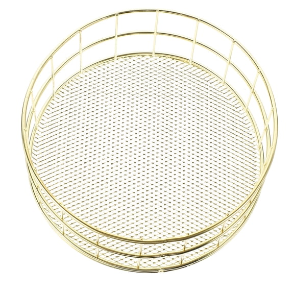 Alasum Golden Iron Storage Basket Large for Home Office Organizer with Hollow Handle Design