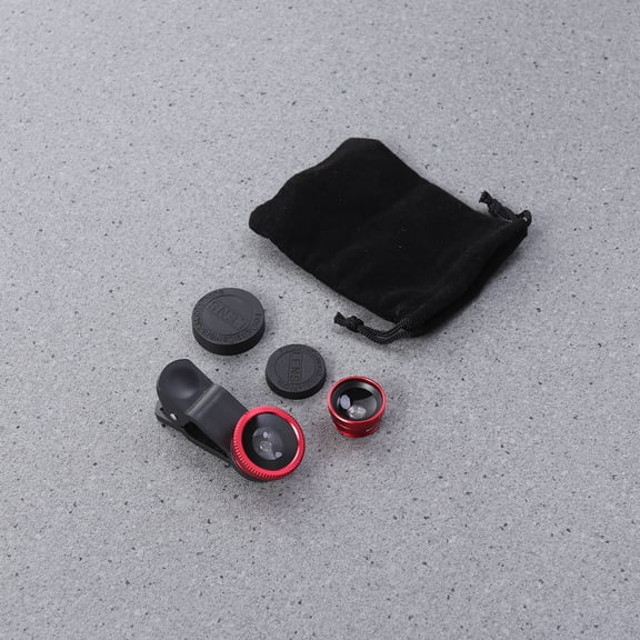 Alasum Mobile Camera Lens 3 in 1 Wide Angle Macro Fisheye Clip on Red for Photography