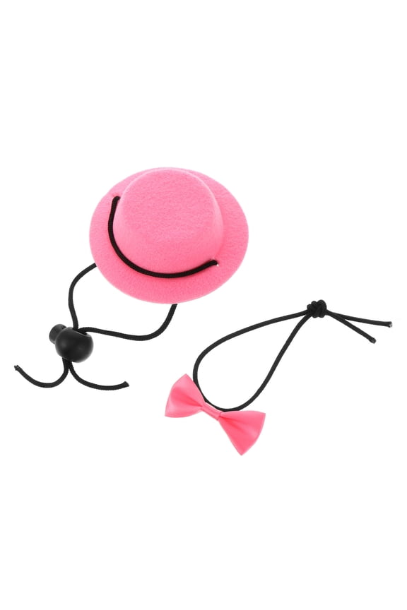 Pet Bunny Hat with Bow Tie Durable Pink Costume Accessories for Rabbits and Small Pets