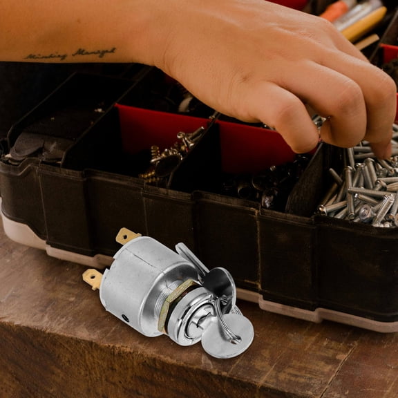 Alasum Plated Silver Car Ignition Switch with Keys Durable 5 Pin Automotive Vehicle Compatible Accessory