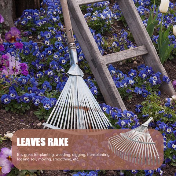 Alasum Plated Silver Expandable Metal Rake for Garden Lawn with Durable Wear Resistant Design