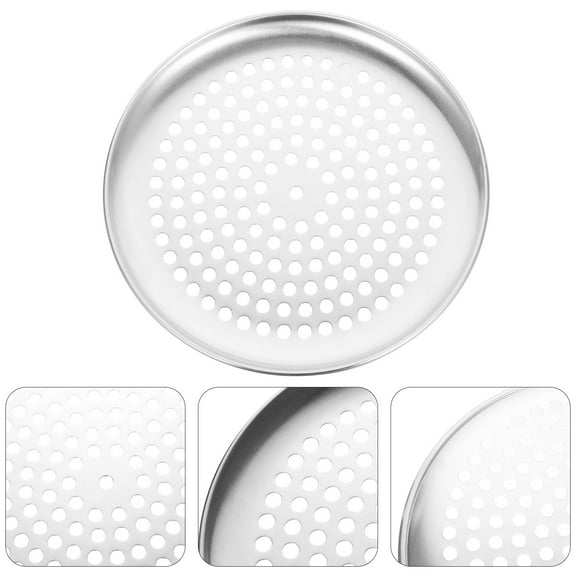 Alasum Plated Silver Round Pizza Pan Baking Accessory Household Baking Tray with Perforated Design