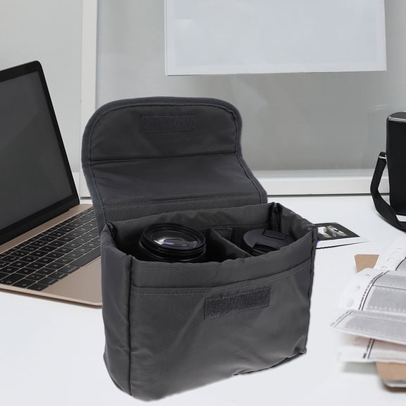 Alasum Portable Black Camera Case with Breathable Washable Material and Adjustable Compartments
