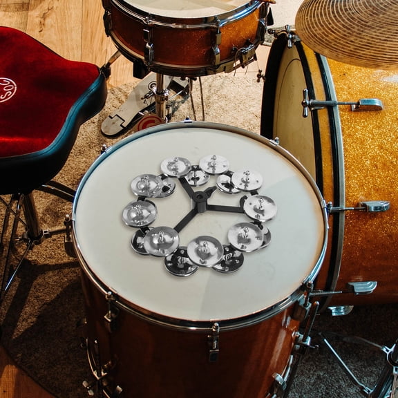 Alasum Professional Plated Silver Drum Set Cymbal Tambourine with Double Row Bell Steel Plates for Enhanced Rhythm