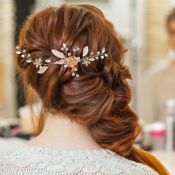 Alasum Elegant Golden Zinc Alloy Wedding Hair Clip for Brides and Bridesmaids