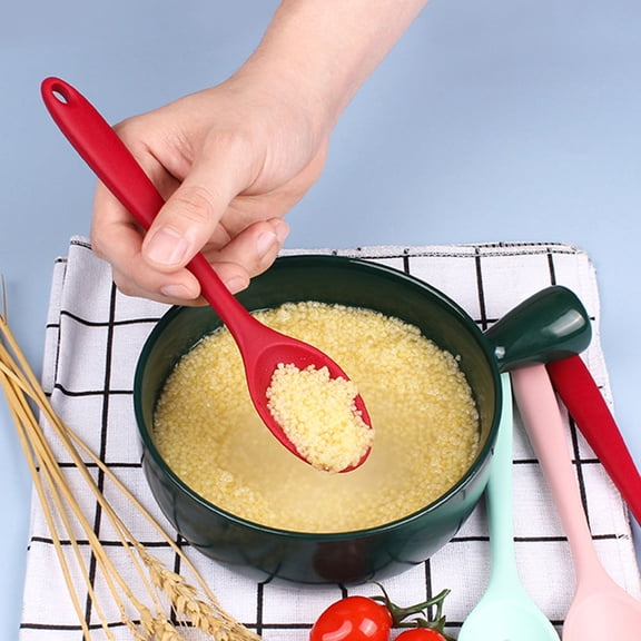Alasum Red Silicone Cooking Spoon Heat Resistant for Stirring Mixing and Serving