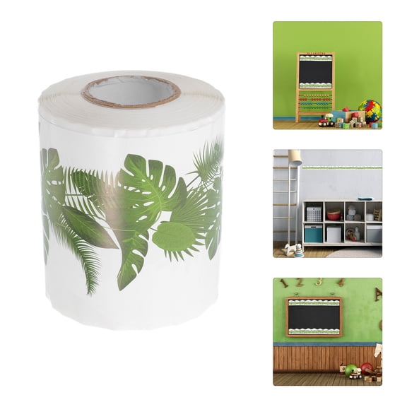Alasum Replaceable Green Tree Leaf Decorative Border Sticker for Bulletin Board and Wall Trim