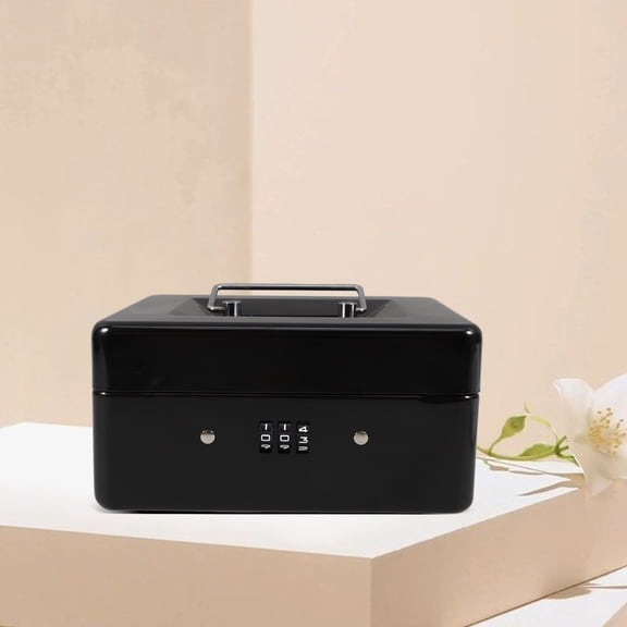 Alasum Secure Black Key Lock Box with Large Capacity for Cash and Valuables Storage
