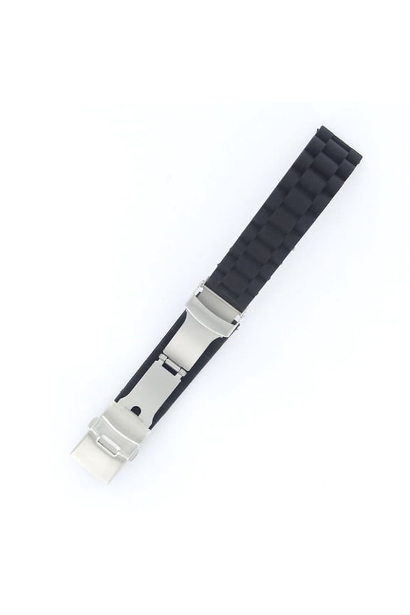 Black Waterproof Silicone Watch Band for Diving and Sports with Quick-Release