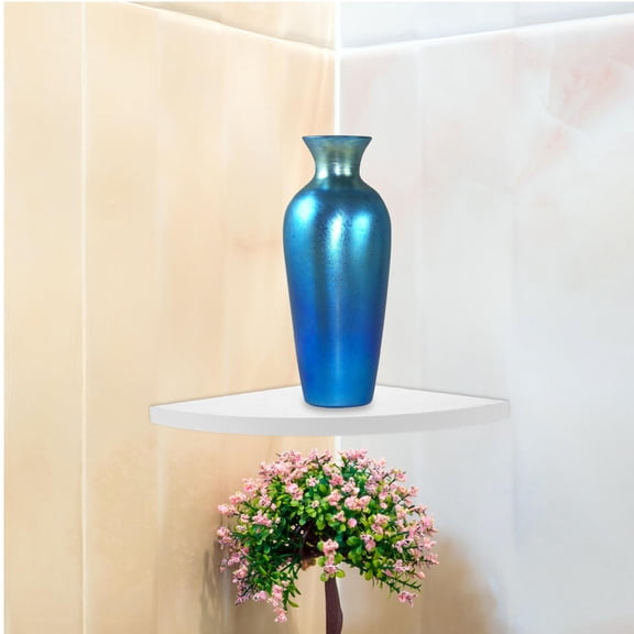Alasum Simple White Corner Shelf Wall Storage Rack Floating Holder for Bathroom Kitchen Use