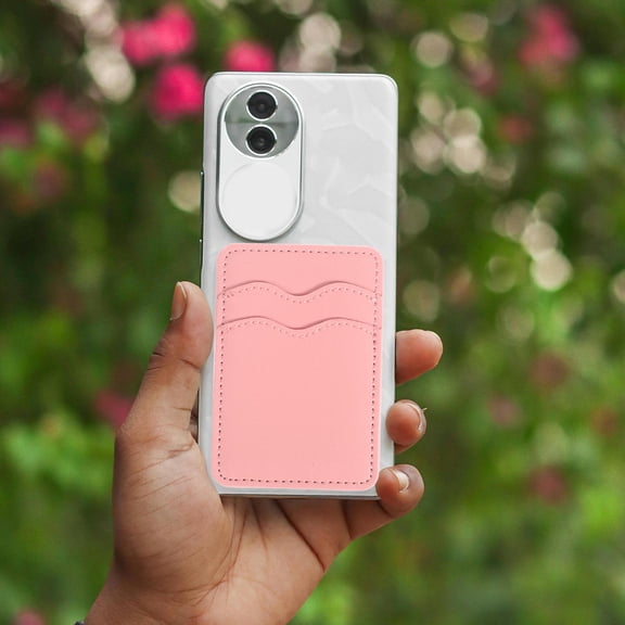 Alasum Slim Pink Phone Wallet with Adhesive Back and Dual Card Slots for Easy Access