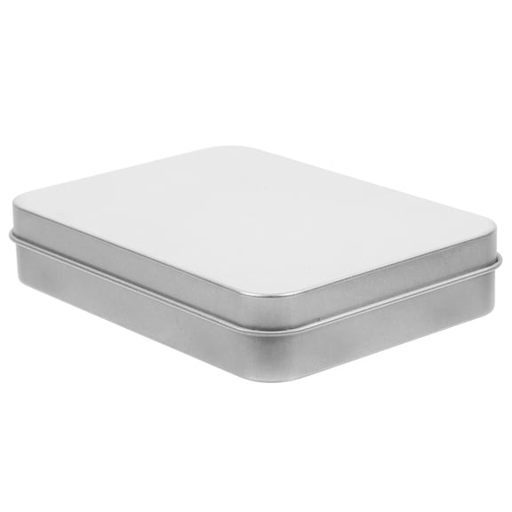 Alasum Small Metal Tin with Lid Plated Silver Rectangular Box Portable Storage Organizer