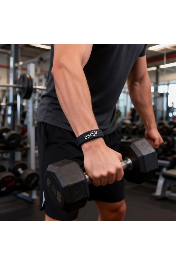 Smart Bracelet with LED Screen for Temperature Tracking and Vibration Alert Black