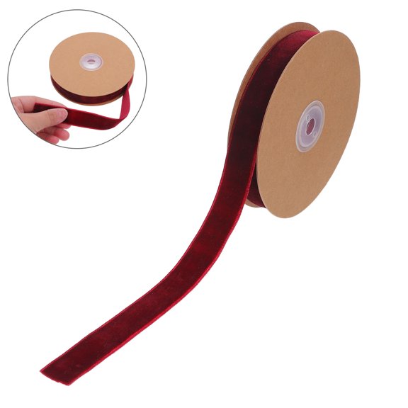 Alasum Soft Single Sided Flocking Ribbon Dark Red Decorative Ribbon for Crafting and Present Wrapping
