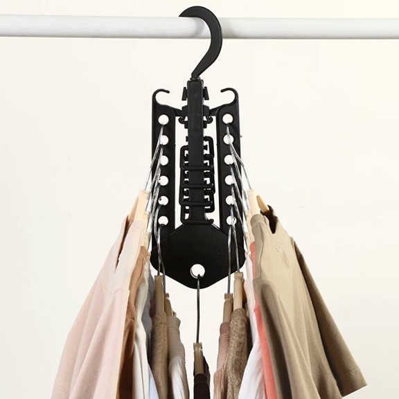 Alasum Space Saving Foldable Plastic Clothes Hanger Rack Double Stack Organizer in Black