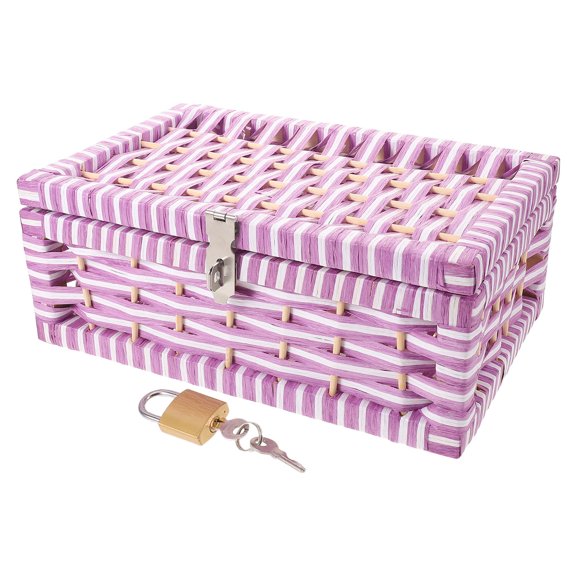 Alasum Violet Woven Storage Bin with Lockable Lid for Bedroom and Living Room