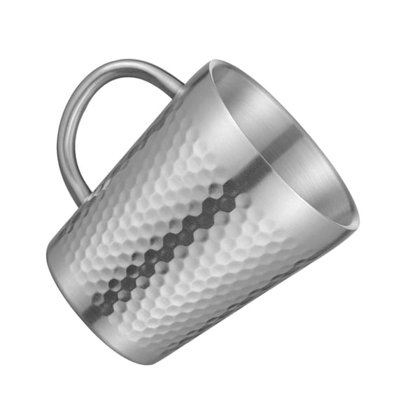 Alasum Stainless Steel Coffee Mug Double Layered Hammered Design Heat Resistant Plated Silver
