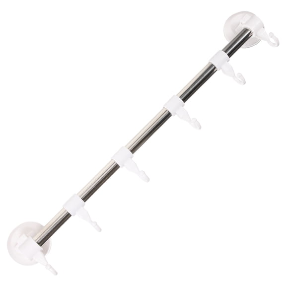 Alasum Stainless Steel Suction Cup Utensil Rack with 6 Hooks White Wall Mount Pot Rack