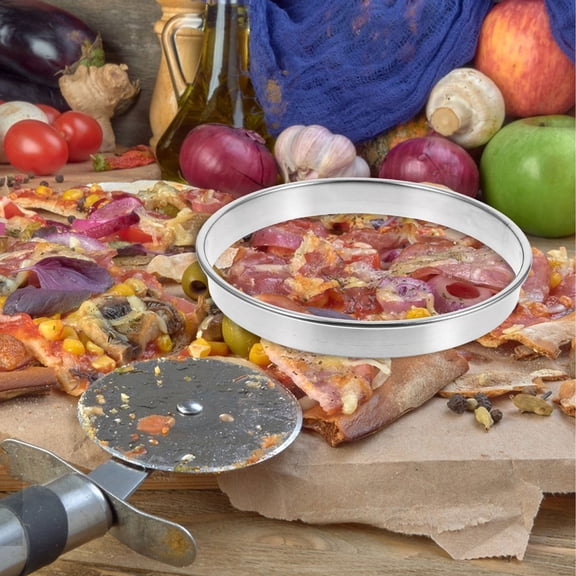 Alasum Pizza Making Kit Stainless Steel Rings for Oven Grill Use Plated Silver