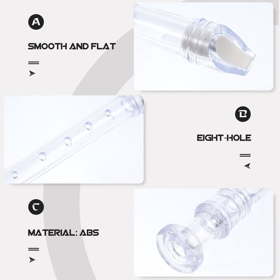 Alasum Traditional Eight Hole Recorder in G Key Transparent Plastic Flute with Smooth Accurate Hole Positioning