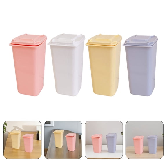 Alasum Trash Can Cartoon 8Pcs Mini Desktop Trash Can Assorted Color PP for Stationery and Small Items